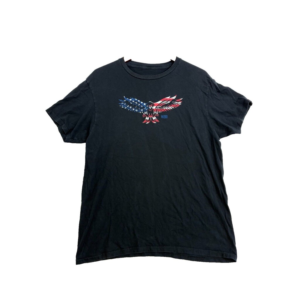 Men’s American Eagle USA Flag Eagle Graphic Black T-Shirt Size XL Patriotic Tee